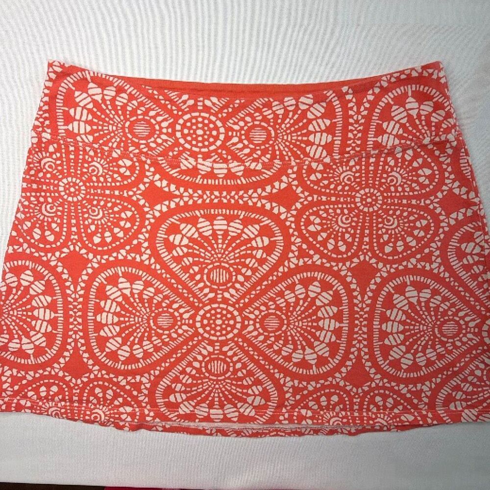 Patagonia Organic Cotton Salmon Geometric Mini Skirt Lg